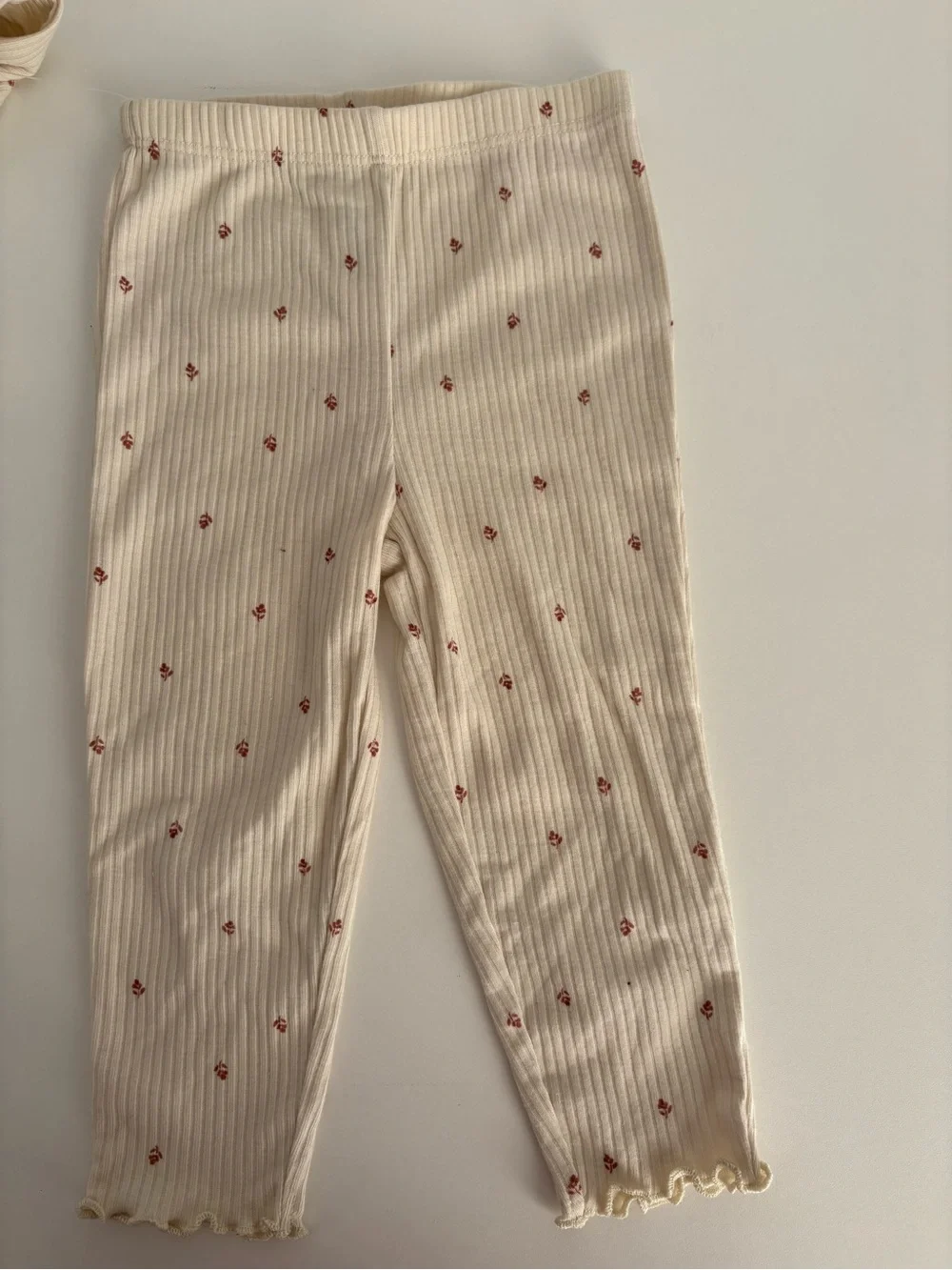 Carter's Cream Ribbed Pajama Set with Pink Dot Floral 12m
